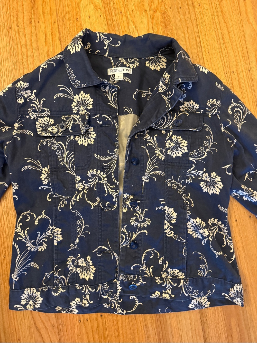 Vintage ‘90s Pendleton Women’s Navy Floral Button-Up Shirt Jacket